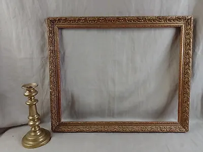SN348 Gold Gilt Picture Frame Wood & Plaster 1940 50s 38x47.5 Picture Rebate • £48