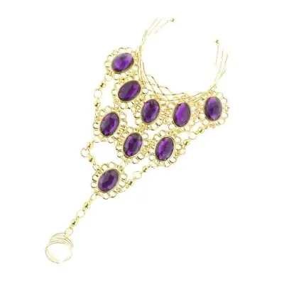 £7.06 • Buy Belly Dancing Bracelet With Finger Ring Indian Dance Fashion Jewelry Purple