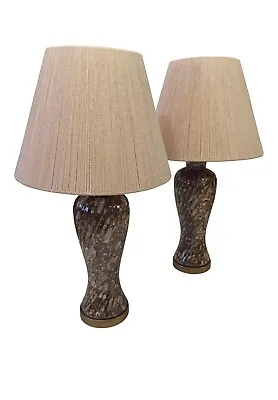 Pair Of Vintage Venetian Glass Lamps W/ Shades Mottled Browns Kelly Wearstler • $2999