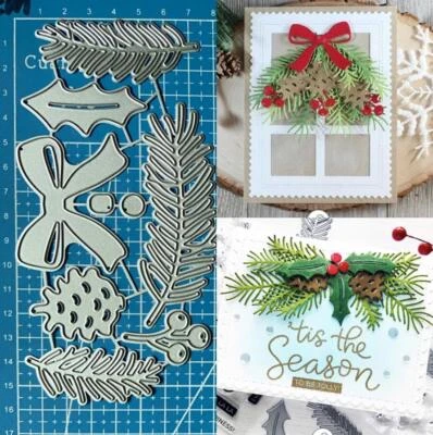 £5.29 • Buy Metal Cutting Dies Holly Leaf Bow DIY Scrapbooking Embossing Card Crafts Stencil