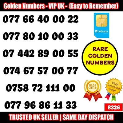 £9.95 • Buy Golden Number VIP UK SIM Cards - Easy To Remember Mobile Numbers LOT - B326