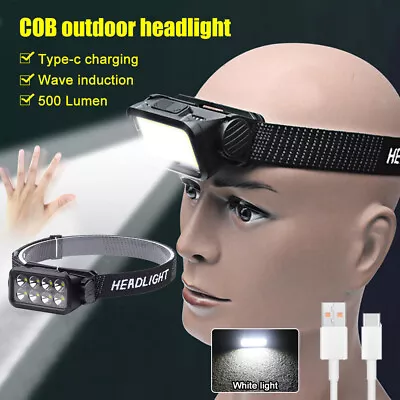 COB LED Headlamp USB Rechargeable Headlight Torch Work Light Bar Neck Light • $8.95