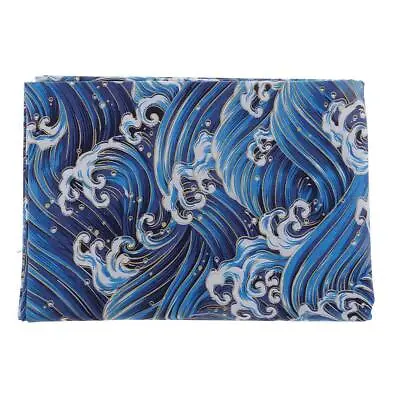 Japanese Cotton Fabric Cloth Vintage Kimono Ocean Wave Pattern By The Meter • £9.50