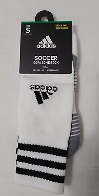 NWT Adidas Copa Zone Cushioned Soccer Sock Small White Youth 13C -4Y • $7.50