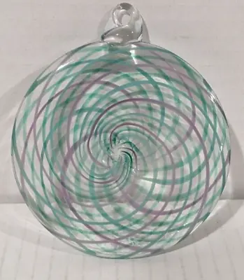 Vitrix Hot Glass Spyrograph Ornament Corning NY Green Purple Swirl 2009 3.5  • $29.99