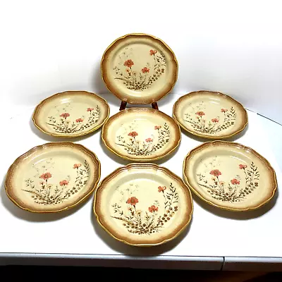 VINTAGE Mikasa Whole Wheat Jardiniere Stoneware Salad Plates 8  - Lot Of 7 • $42