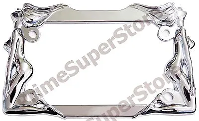 Nude/Naked Ladies Women Twin Girls Chrome Metal Motorcycle License Plate Frame  • $26.43