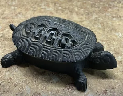 Vtg. Taiwan  Turtle Cast Iron Trinket Box 5.5'' • $21.50