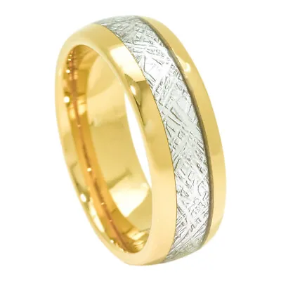 Men's Gold Tungsten Meteorite Ring 8mm Comfort Fit Wedding Band • $39