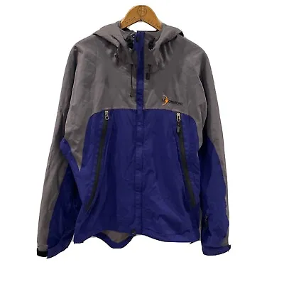 Moonstone Mens Size Medium Jacket Soft Shell Full Zip Vintage Hooded Gray Blue • $44