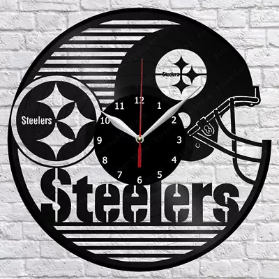 Steelers  Pittsburgh Vinyl Record Wall Clock Fan Art Home Decor 12  30cm 1325 • $14.99