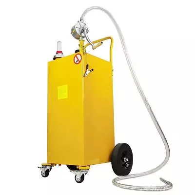 30 Gallon Gas Fuel Diesel Caddy Transfer Tank Rotary Pump Oil Container 9FT Hose • $78.85