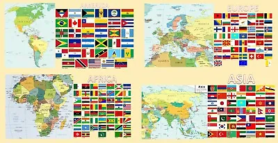 Post Cards All Flags Countries World Africa America Europe Asia Geography Maps ! • £3.85