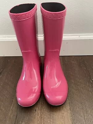 UGG Raana Rain Boots Kids Size 1 Pink Used Twice • $17