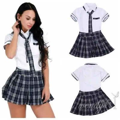 £2.90 • Buy Sexy Women School Girl Sailor Fancy Dress Costume Uniform Plaid Skirt Lingerie