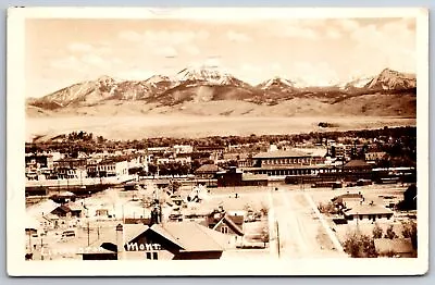 Livingston Montana~Main Street Birdseye View~Railroad Depot~1928 RPPC • $13