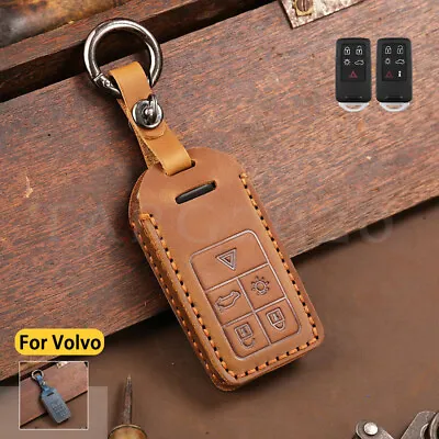  Leather Car Remote Key Fob Cover Case Bag Shell Holder For Volvo S80 XC70 V50 • $20.50