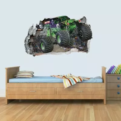 £8.99 • Buy Vinyl Wall Smashed 3D Art Stickers Of Monster Truck Poster Bedroom Boys Girls
