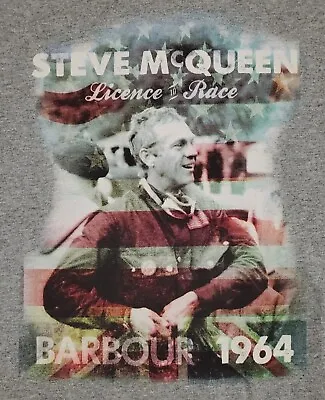 Barbour International Steve McQueen Shirt Mens Large Gray License Race Adult A23 • $41.05