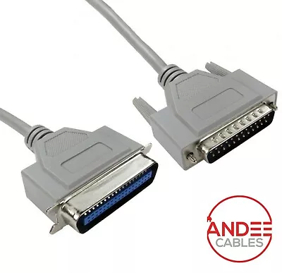 Parallel Old Style Printer Cable D25 25 Pin Male To C36 36 Pin Centronics Male • £10.59