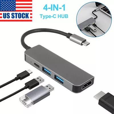 4IN1 Laptop Docking Station Type-C USB-C For Macbook Pro/Air Windows HDMI 4K HUB • $14.99