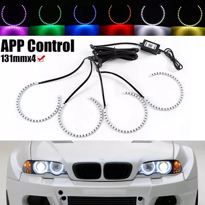 Car RGB Cotton LED Angel Eyes Lamp Halo Ring Headlight For BMW E46 E36 E38 E39 • $37.99