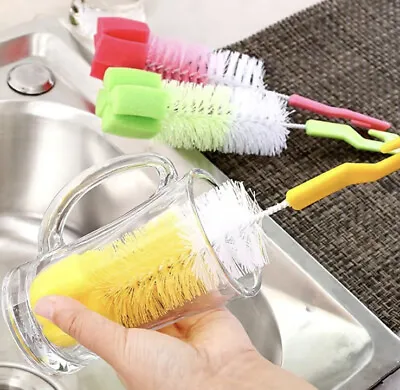 Baby Bottle Cup Glass Brush Cleaner Spout Teapot Washing Cleaning Tools Brush^ • £1.49