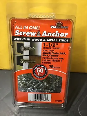 Wall Dog Chrome 1 1/2  Screw & Anchor Wood / Metal  / Concrete 75 Pieces NEW • $16.99