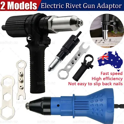 $16.99 • Buy Electric Rivet Pop Gun Adaptor Cordless Drill Nut Riveting Riveter Insert Kit Oz