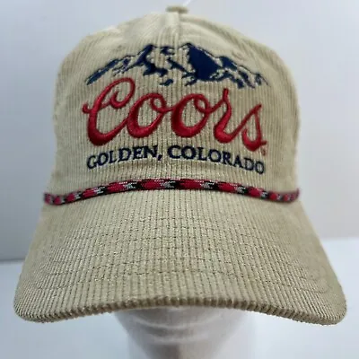 Coors Banquet Hat Corduroy Snapback Golden Colorado Khaki Tan Red Rope Cap • $24.99