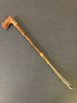 Vintage DOUBLE DOG HEAD LONG HANDLE SHOE HORN - Flexible 22” Made In ITALY • $9.99