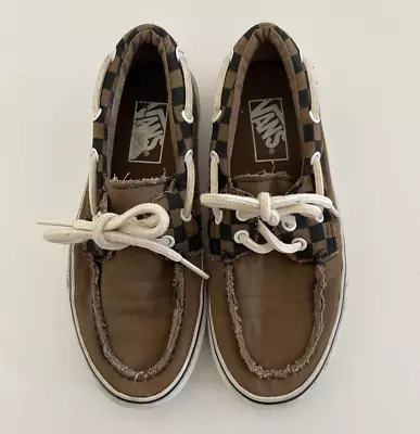 Vans Zapato Del Barco Boat Shoes Brown/Checkered  Size Men Size 5 -Women 6.5 • $25.99