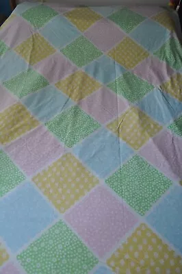 Vintage Sears Pastel Country Patchwork FLAT Sheet QUEEN FREE SHIPPING • $28