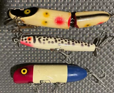 3 Vintage Wood  Fishing Lures Older Wood Lures • $2.80