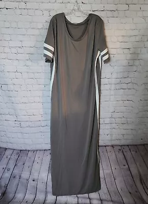Womens Plus Size Grey Side Striped Slit Bodycon Maxi Dress 4XL • $15
