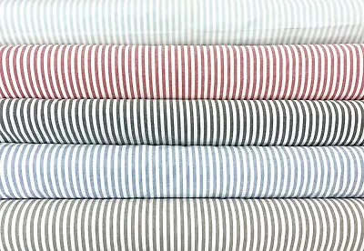 £9.25 • Buy Beach Stripe Fabric Medium Weight Nautical White Beach Hut Craft Dress Fabric 
