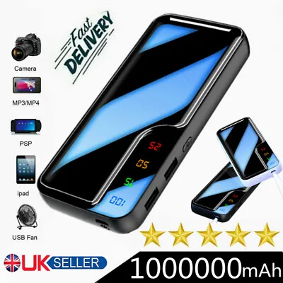 1000000mAh Power Bank 2USB LED Backup Battery Pack Fast Charger For Mobile Phone • £15.59