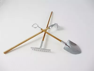 Dollhouse Miniature Set Of 3 Metal & Wood Garden Tools D1687 • $10.99