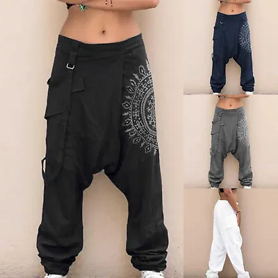 Men Baggy Joggers Hippie Boho Gypsy Yoga Laddin Wide Leg Harem Pants Costumes • $22.37