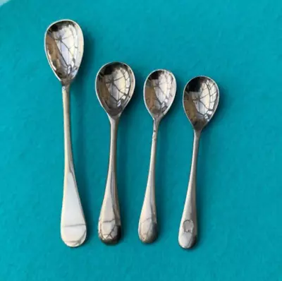 MUSTARD SPOONS X4 OLD ENGLISH RESILCO STAYBRITE EPNS SILVER PLATE SHEFFIELD • £12