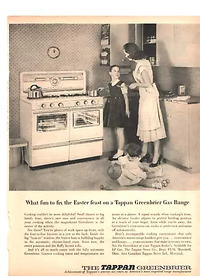 Tappan Greenbriar Gas Range 1956 Vintage Print  Ad 8inx11in Double Oven • $4.95