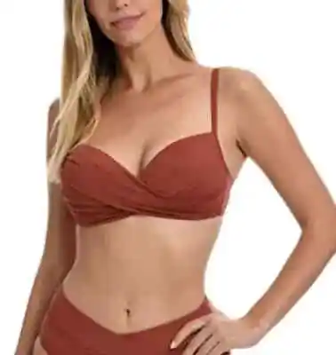 La Blanca Crossover Bikini Top In Cinnamon Size 14 • $21.99