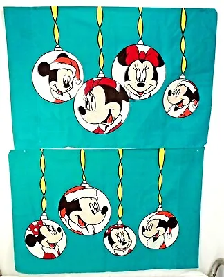 2 Vintage 80s MIckey Minnie Disney Christmas Ornaments Green Pillowcases 20x30  • $19.95
