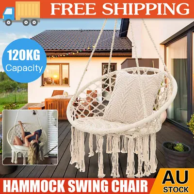 $45.09 • Buy Gardeon Hammock Chair Outdoor Swing Chair Hanging Bed Cotton Indoor 124CM
