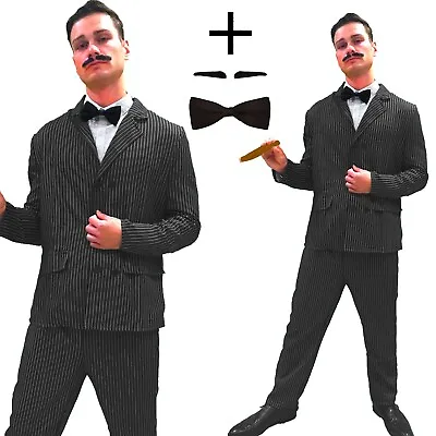 Halloween Gothic Gomez Costume TV Fancy Dress Movie Family Film Suit Tash Dickie • £20.99