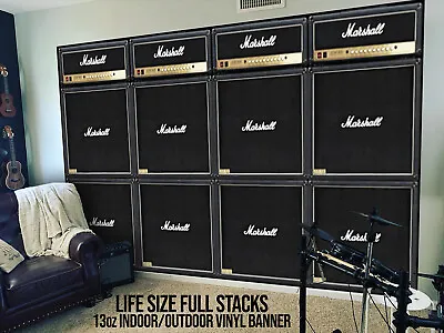 LIFE SIZE! Marshall Full Stacks Guitar Wall Vinyl Backdrop/Banner/Wall Art/Bands • $155