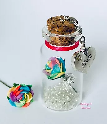 Miniature Gift Keepsake BRIGHT RAINBOW ROSE Friend Mum Sister You Choose Charm • £4.99