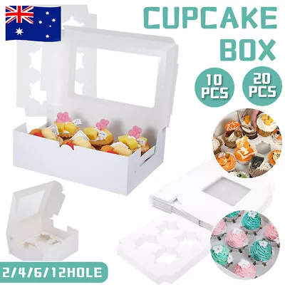 Cupcake Box1/2/4/6/12 Holes Window Face Muffin Wedding Party Gift Cup Cake Boxes • $27.35