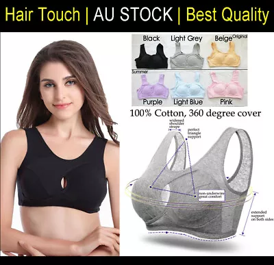 NEW Womens  Crop Top Bras Yoga Sport / Nursing Sleep Bra Cotton Ahh Leisure  AD • $19.99