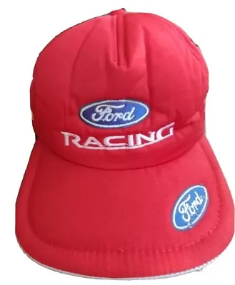 Vintage Mens Red Ford Racing Hat - Adjustable  Strap - VGC - Old School • $15